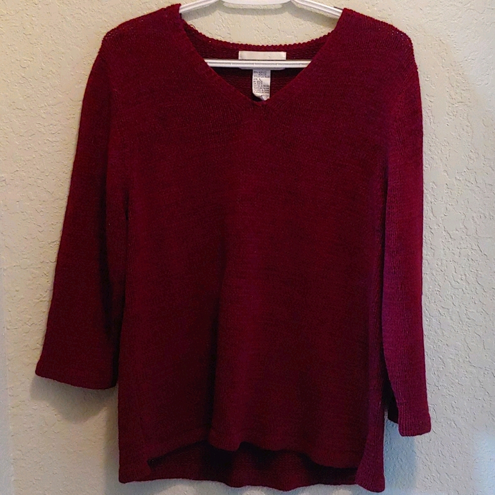 August Silk Knit Burgundy V-Neck Sweater